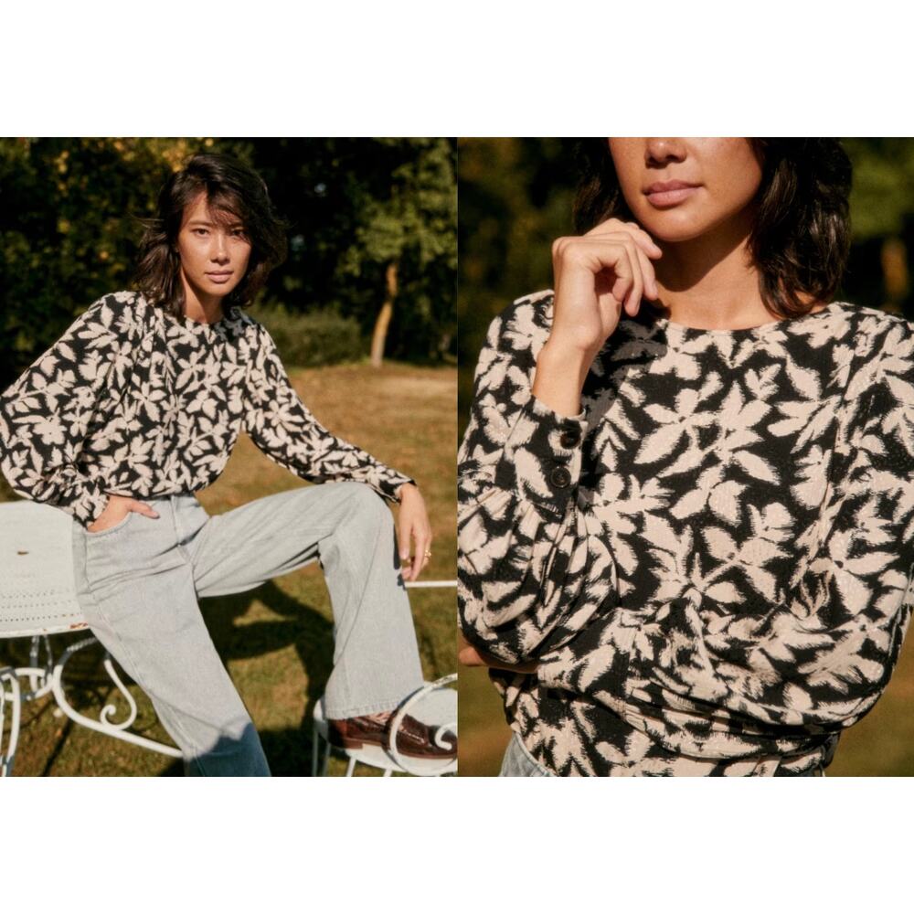Sézane | Sezane | Linon Blouse in Black & White | Sz 34 / US Sz 2